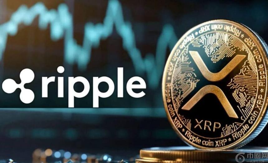 XRP gold cryptocurrency coin with Ripple logo and price chart in background